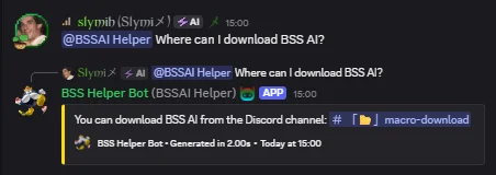 BSSAI Discord helper bot answering a user question